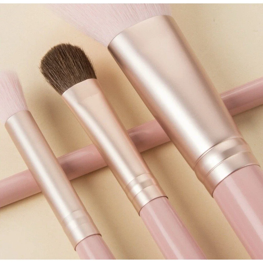 Professional 7-Piece Makeup Brush Set With Travel Case Pastel Pink NEW